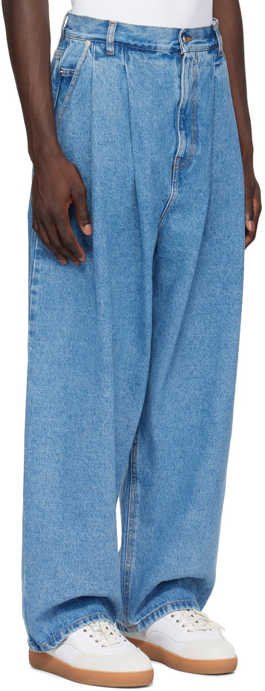 Hed Mayner Blue Pleated Jeans Hed Mayner