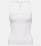 Courrèges Logo halterneck ribbed-knit tank top