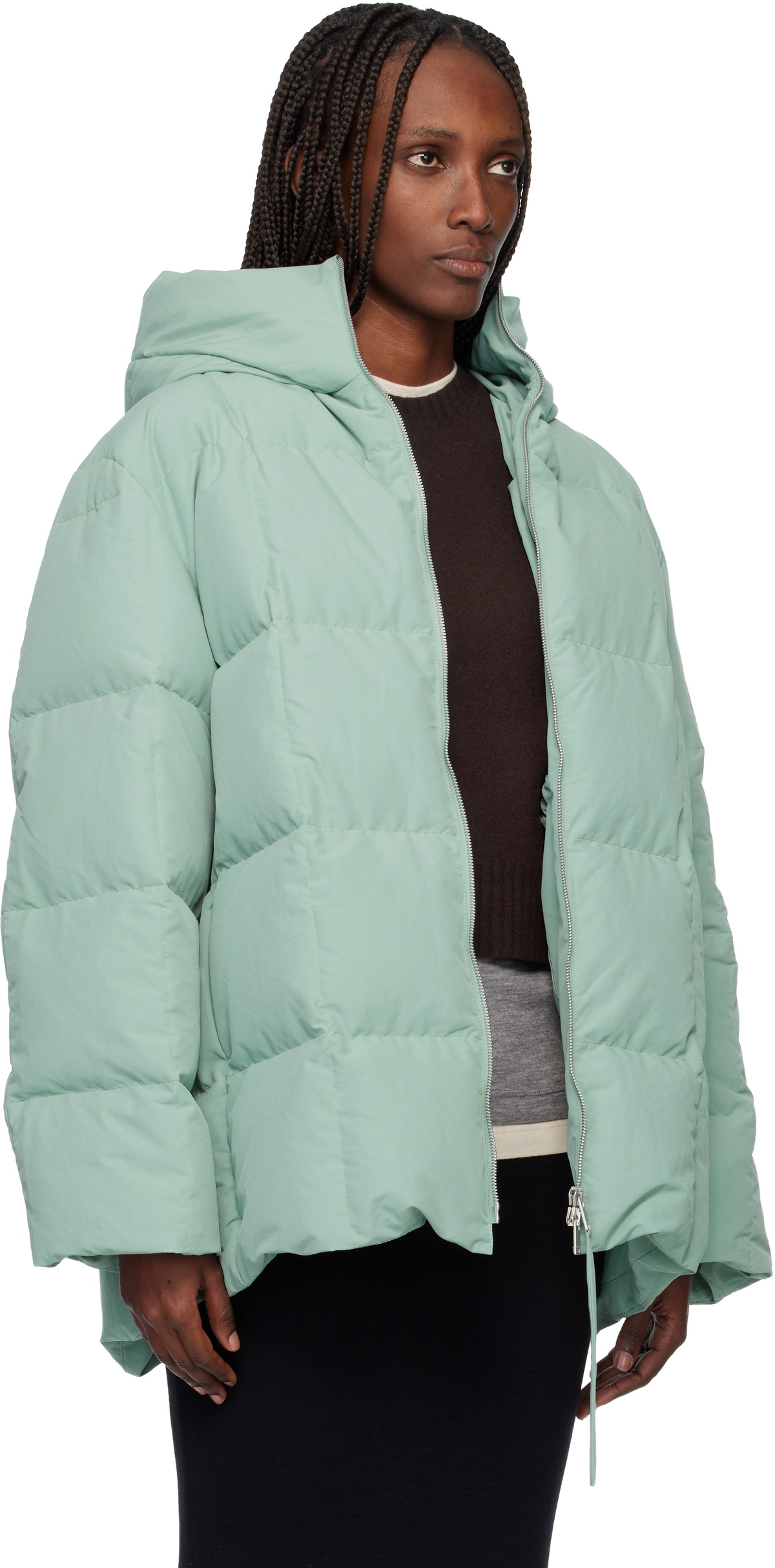 Jil Sander Green Quilted Down Jacket Jil Sander