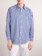 Aimé Leon Dore - Oversized Logo-Embroidered Striped Cotton Shirt - Blue