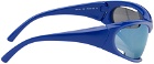 Balenciaga Blue Dynamo Rectangle Sunglasses