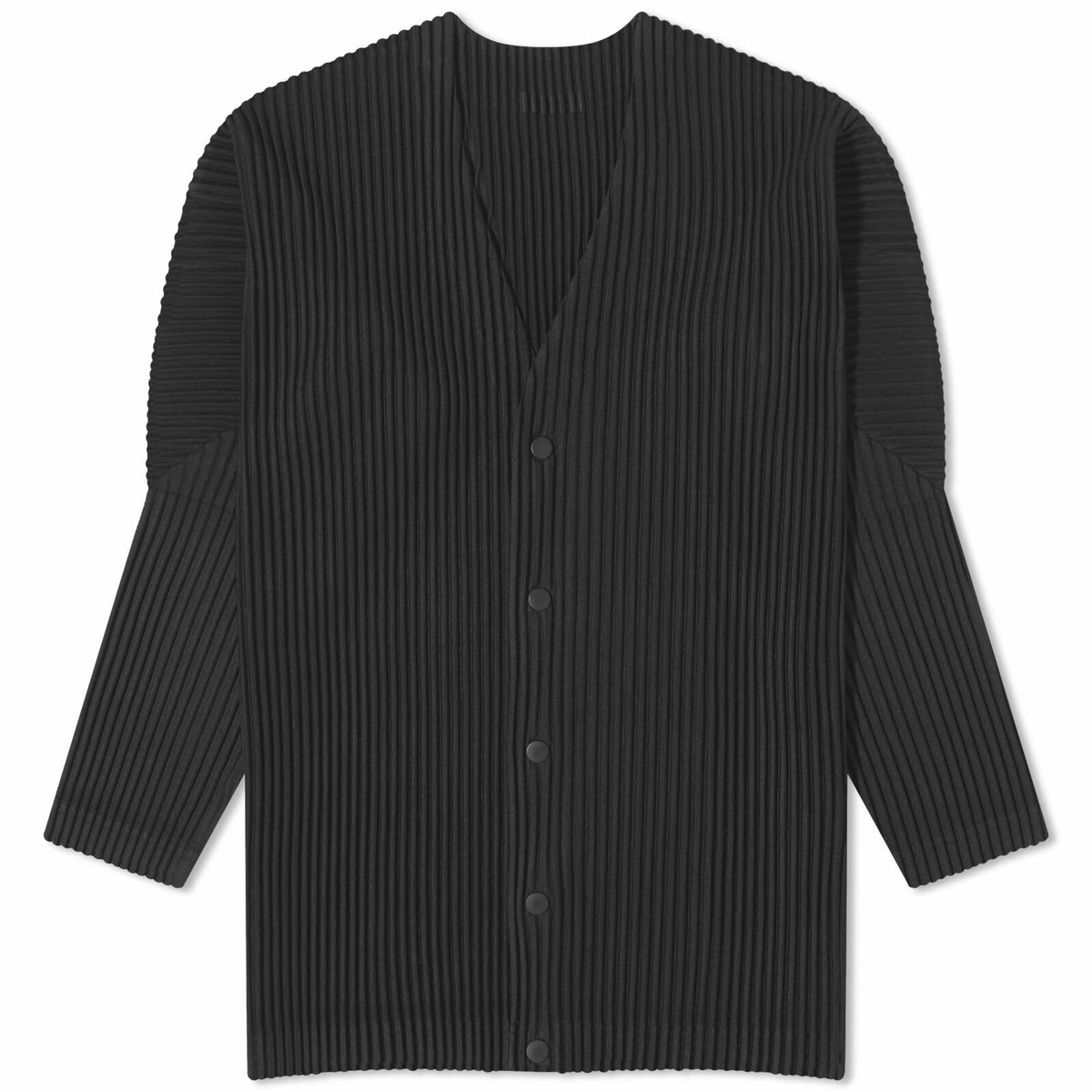 Homme Plissé Issey Miyake Men's Pleated Cardigan in Black Homme