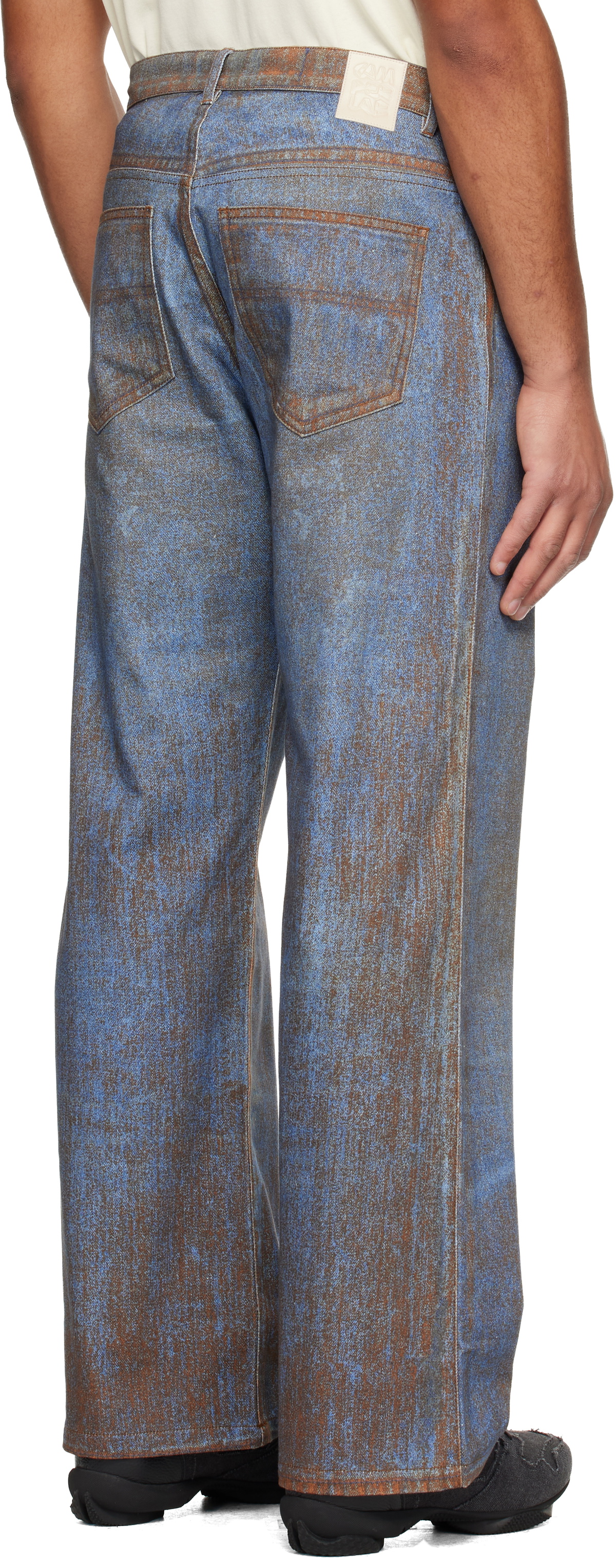 CAMPERLAB Blue & Brown Paint Print Jeans