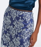 Jacques Wei Embellished leather-trimmed lace miniskirt