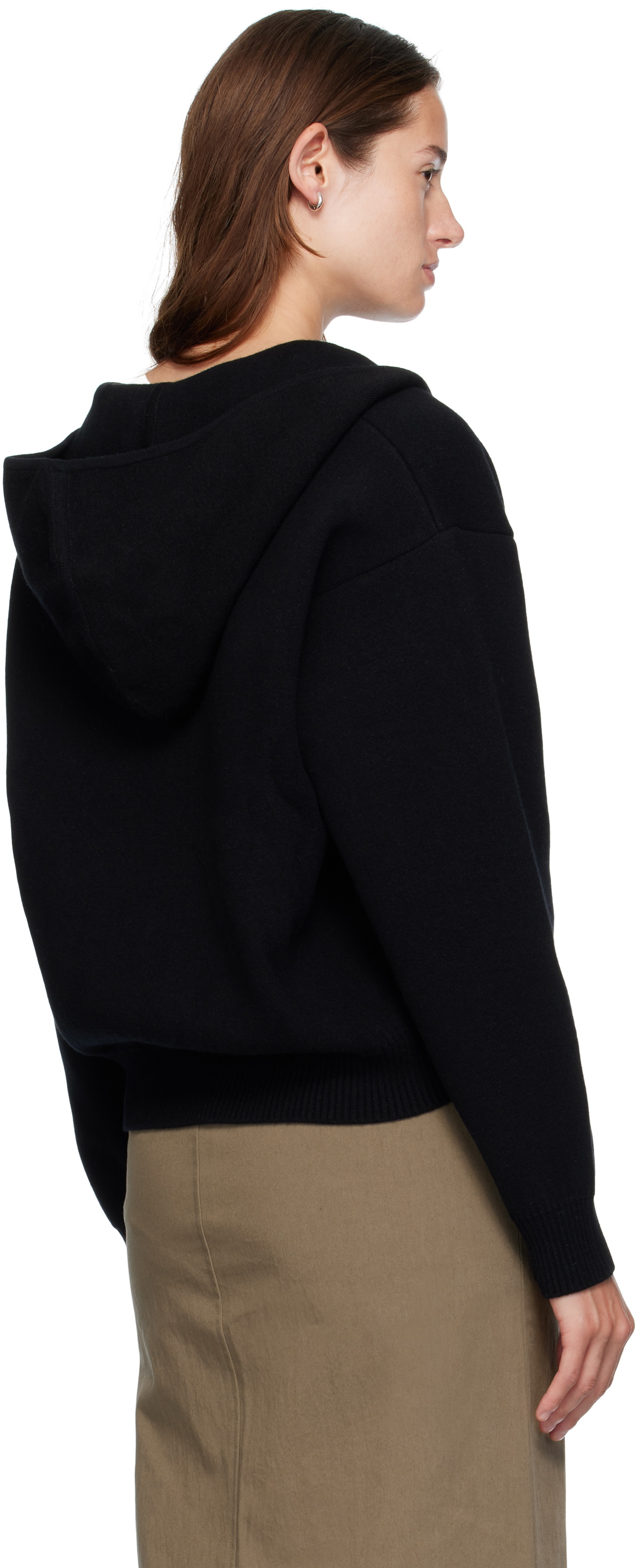 COOR Black Double Face Wool Zip Hoodie