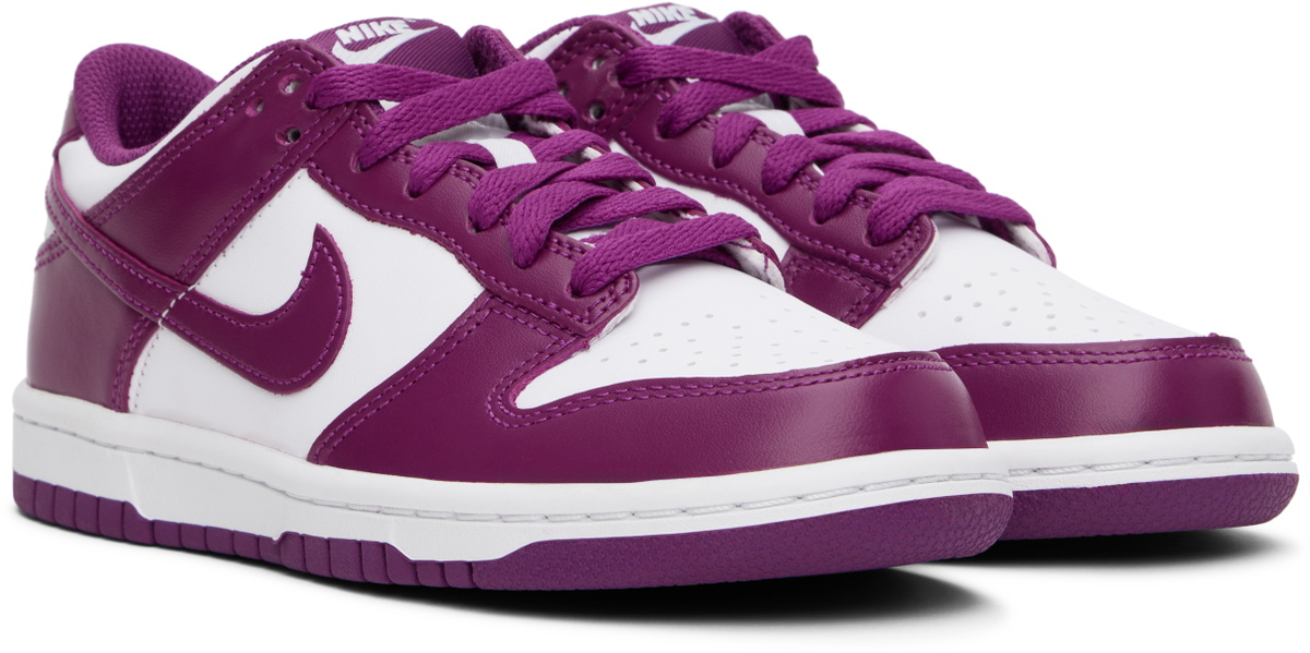 Nike Big Kids White & Purple Dunk Low Sneakers Nike