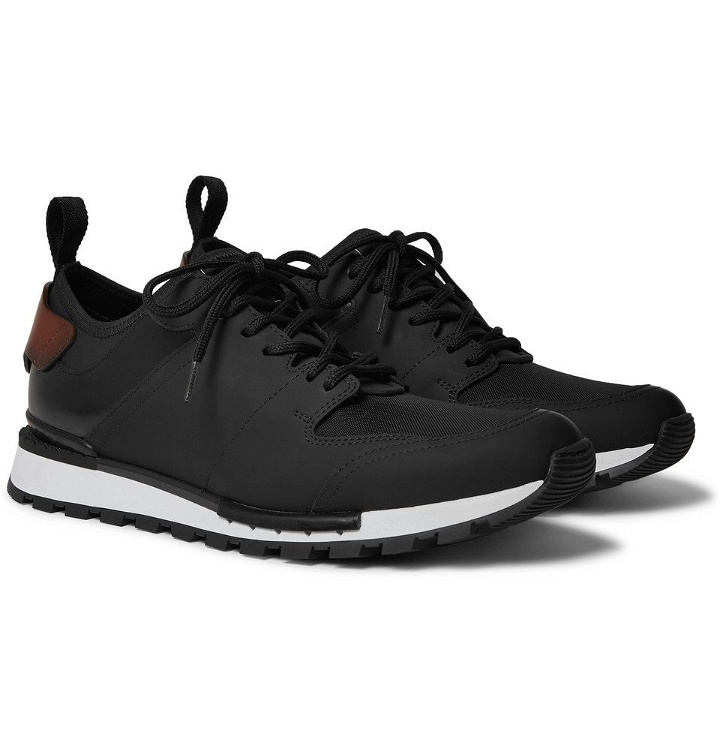 Photo: Berluti - Run Track Leather and Neoprene Sneakers - Black