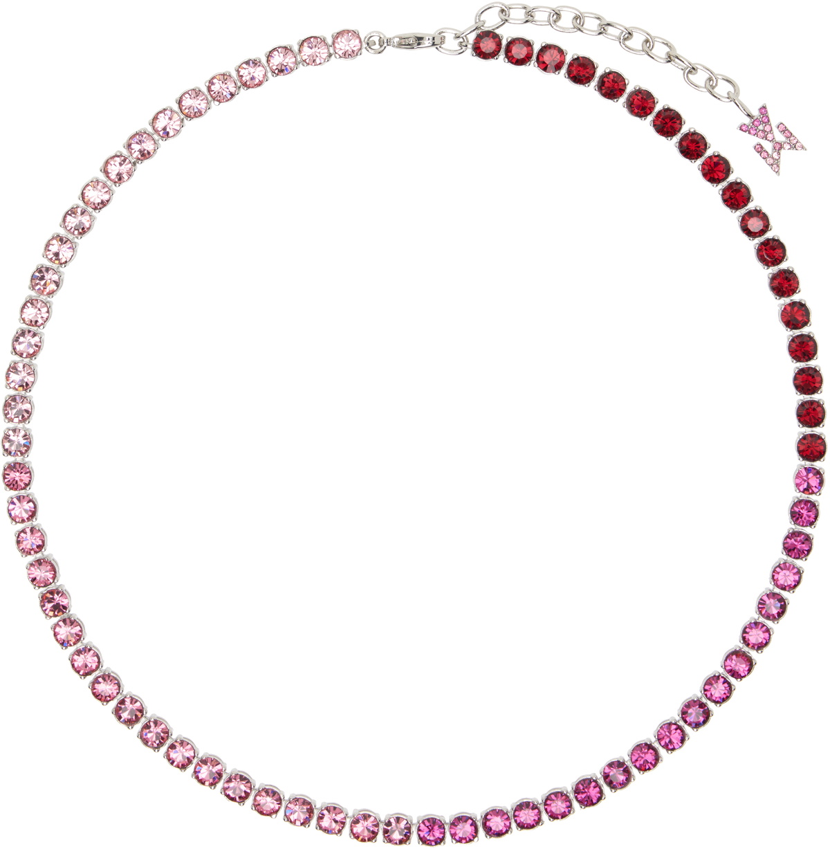 Amina Muaddi Silver & Pink Tennis Necklace