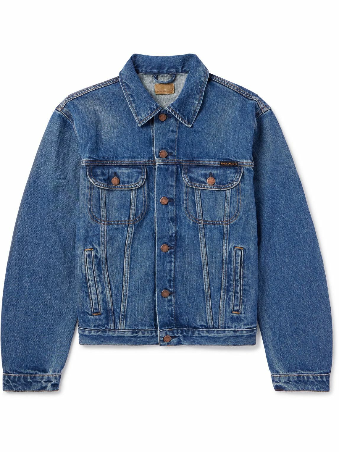 Nudie Jeans - Danny Greasy Logo-Appliquéd Denim Jacket - Blue Nudie ...