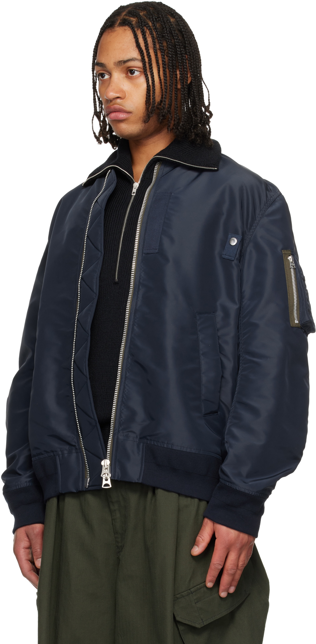ジャケット・アウター sacai 2020SS Layered Nyron Twill Blouson sacai Navy Nylon Twill Blouson Bomber Jacket Sacai