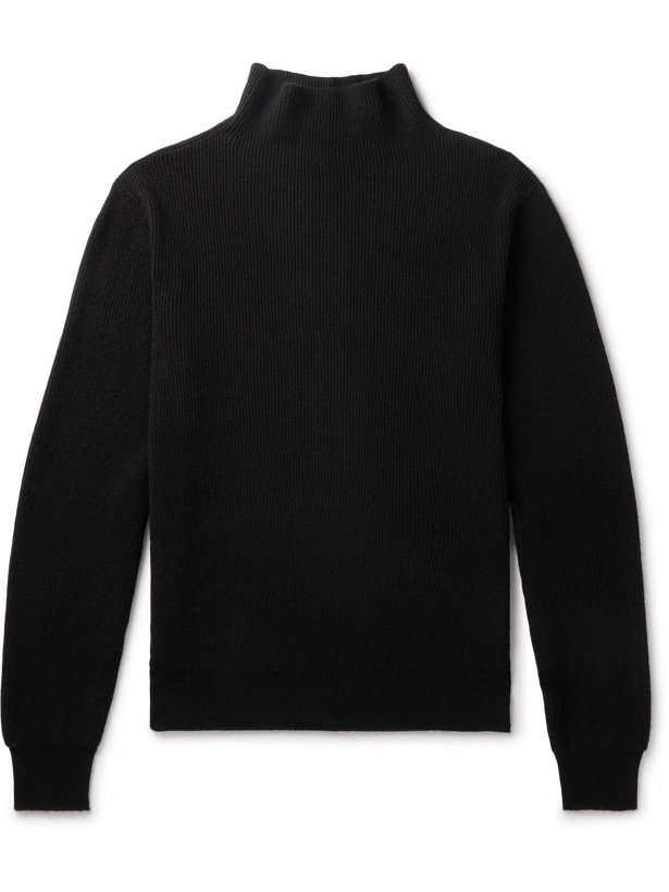 Photo: THE ROW - Daniel Ribbed Cashmere Mock-Neck Sweater - Black