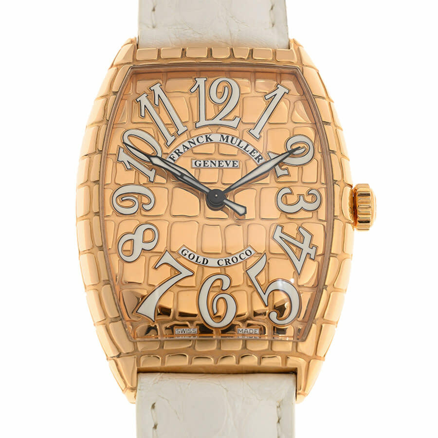 Franck Muller Cintree Curvex Automatic Rose Gold Dial Unisex Watch 6850BSCGOLDCRO(5N)-WT STRAP