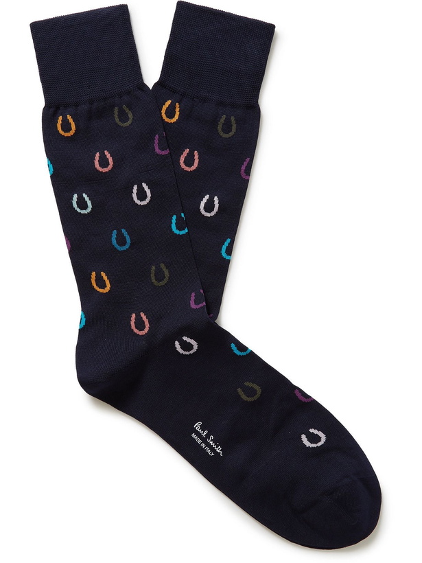 Photo: PAUL SMITH - Stanley Intarsia Cotton-Blend Socks