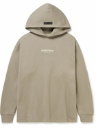 FEAR OF GOD ESSENTIALS - Logo-Flocked Cotton-Blend Jersey Hoodie - Brown