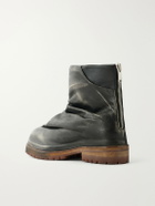 424 - Marathon Distressed Leather Biker Boots - Black