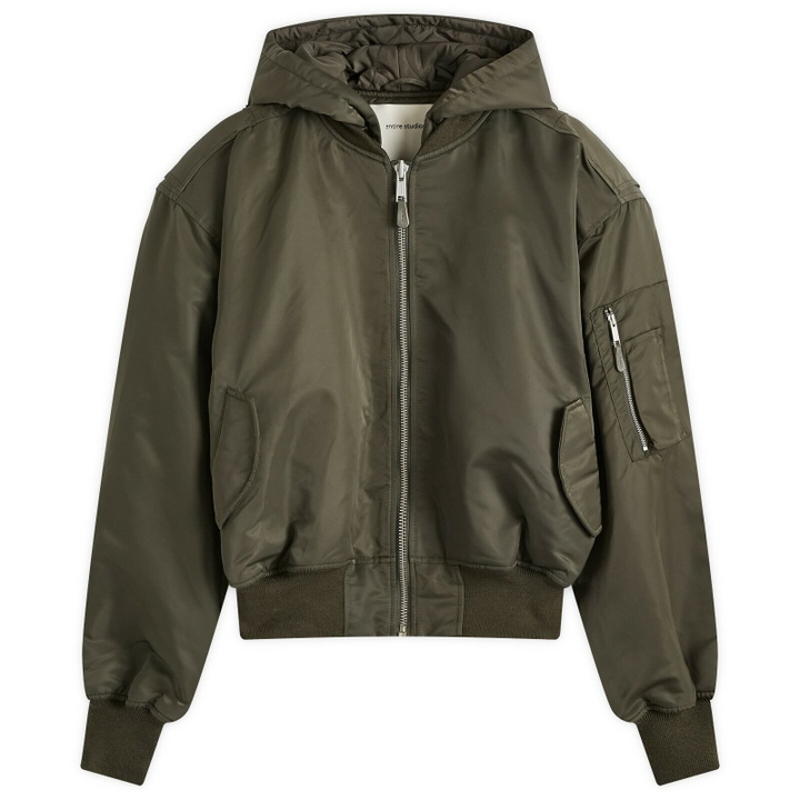 Photo: Entire Studios Women's Hooded Broad Bomber Jacket in Jade