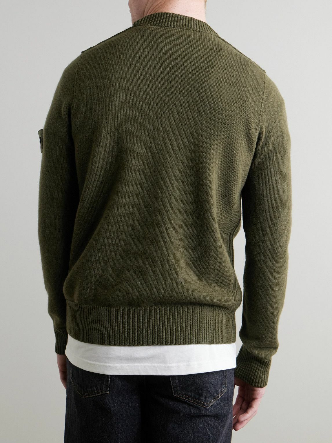 Stone Island - Ghost Logo-Appliquéd Wool Sweater - Green Stone Island