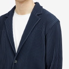 Homme Plissé Issey Miyake Men's Pleated Single Breasted Jacket in Navy
