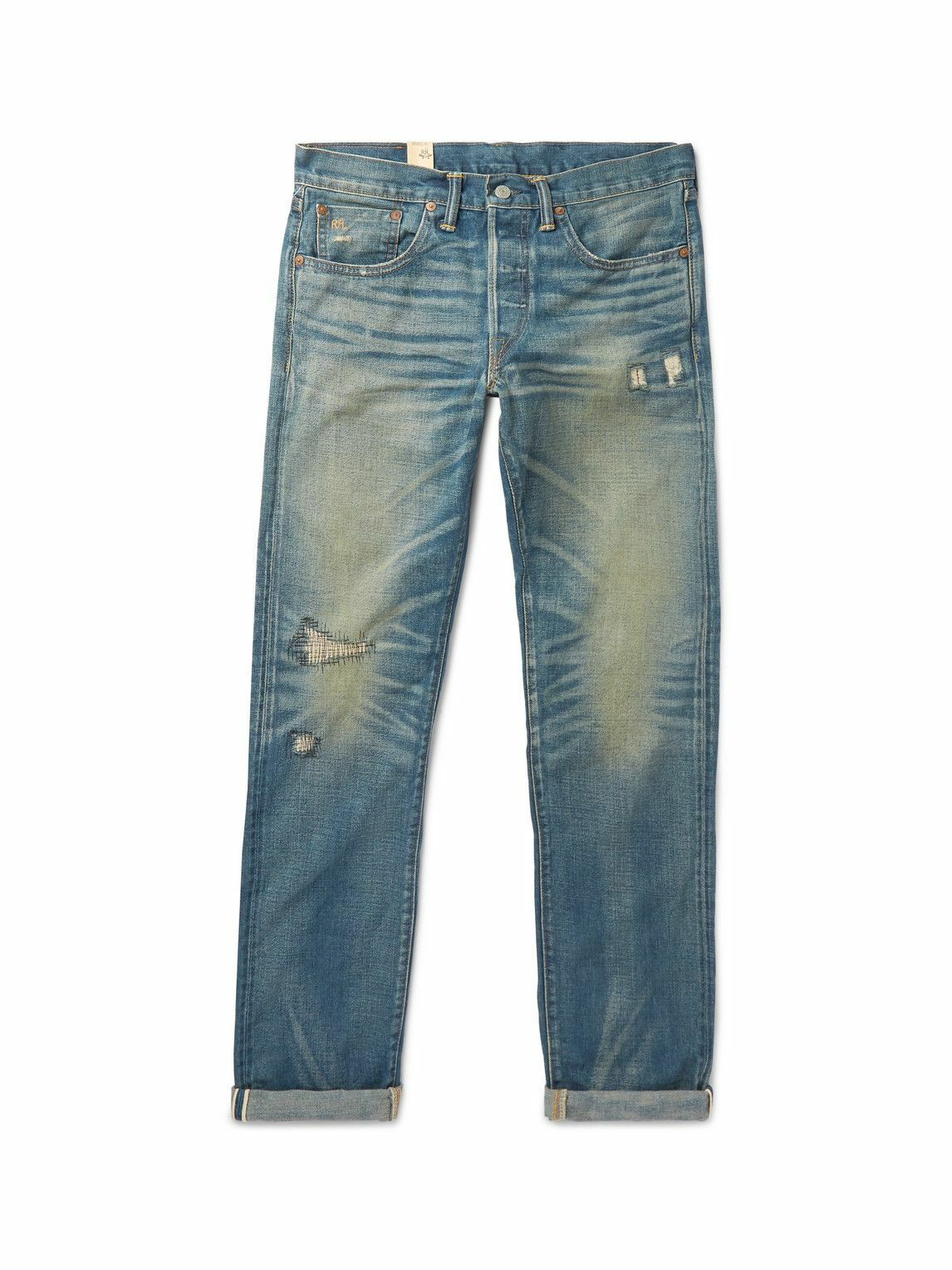RRL - Ridgway Slim-Fit Distressed Selvedge Denim Jeans - Blue RRL