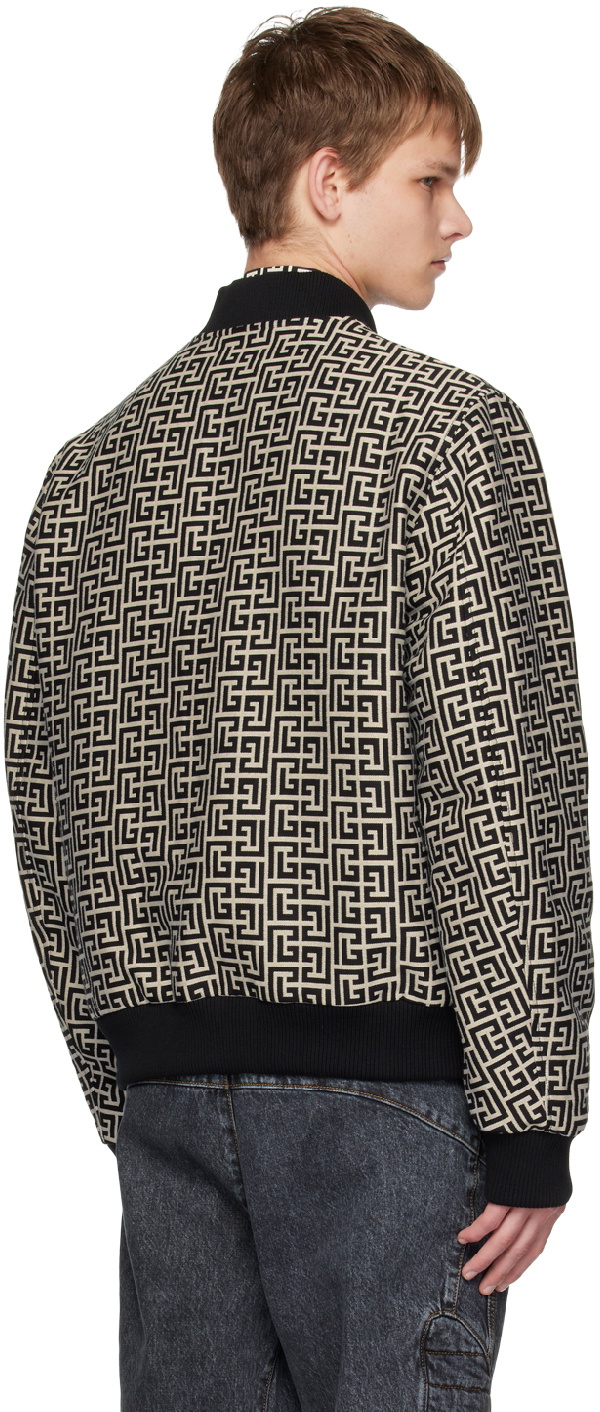 monogram-pattern reversible bomber jacket, Balmain