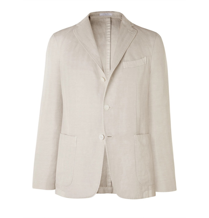 Photo: Boglioli - Slim-Fit Unstructured Herringbone Cotton and Linen-Blend Suit Jacket - Gray