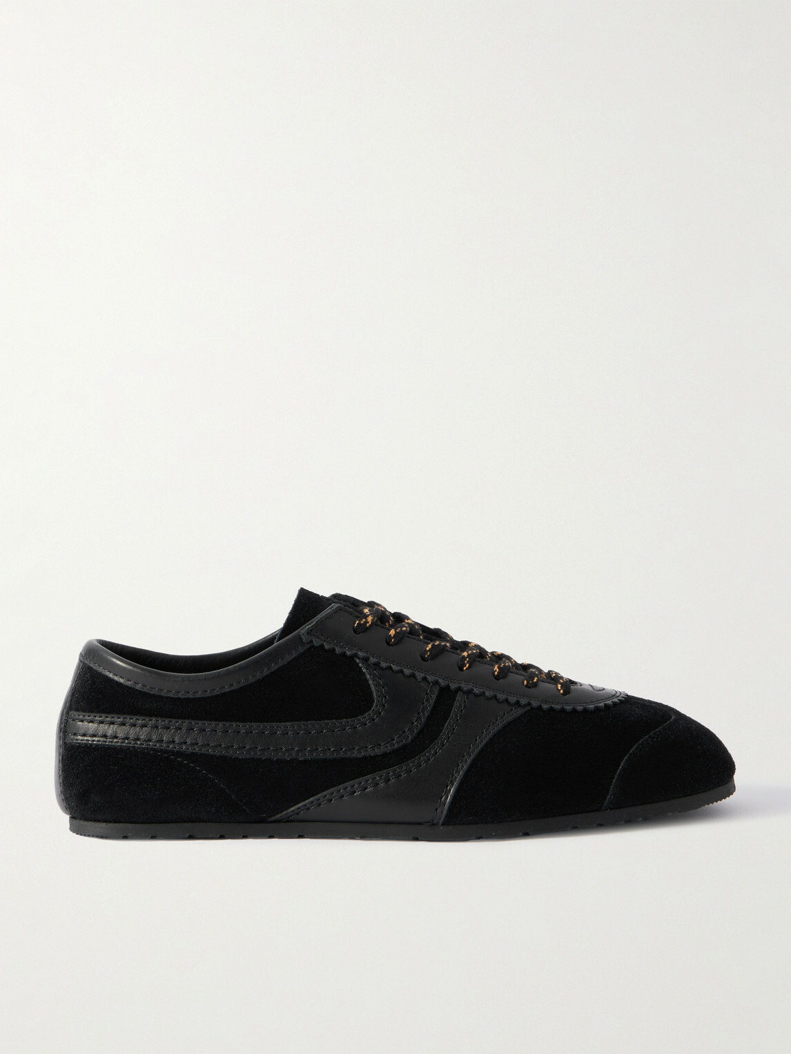 Dries Van Noten - Leather-Trimmed Suede Sneakers - Black