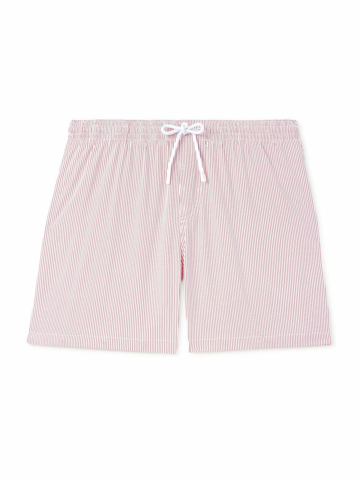 Loro Piana - Daneu Straight-Leg Mid-Length Striped Swim Shorts - Red