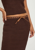 Tods Knit Cotton Midi Skirt Brown