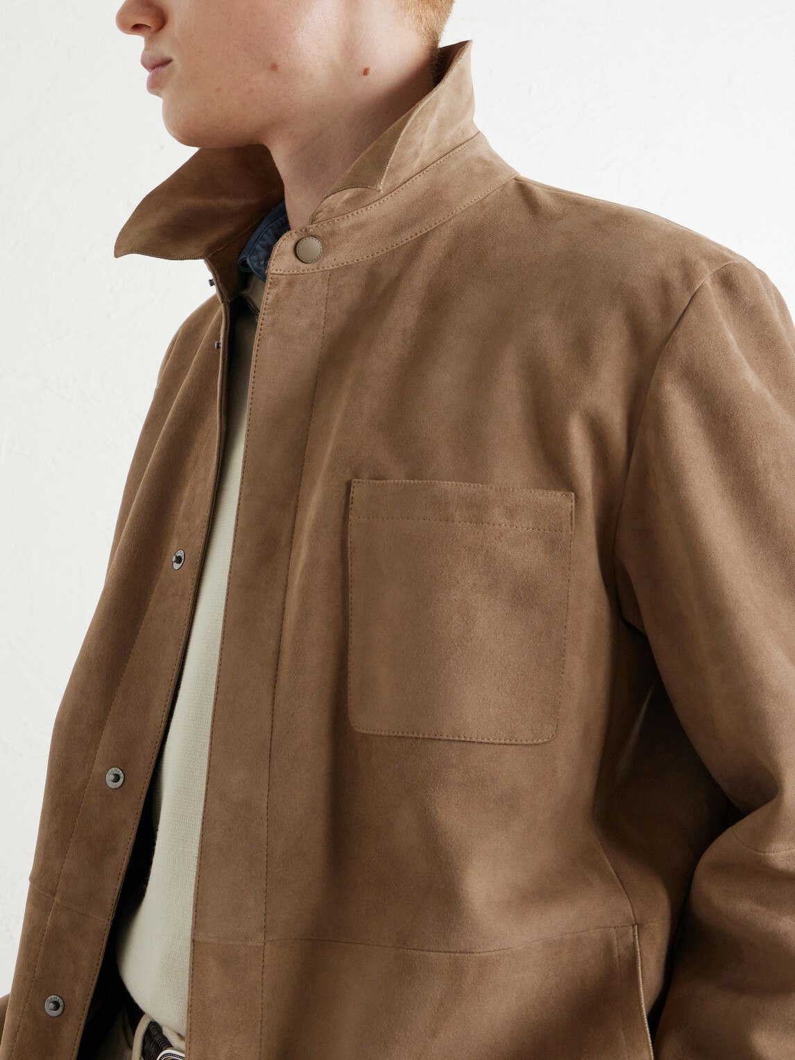 Canali - Paneled Suede Overshirt - Neutrals