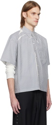 Karmuel Young Gray & White Square Printed Stripe Shirt