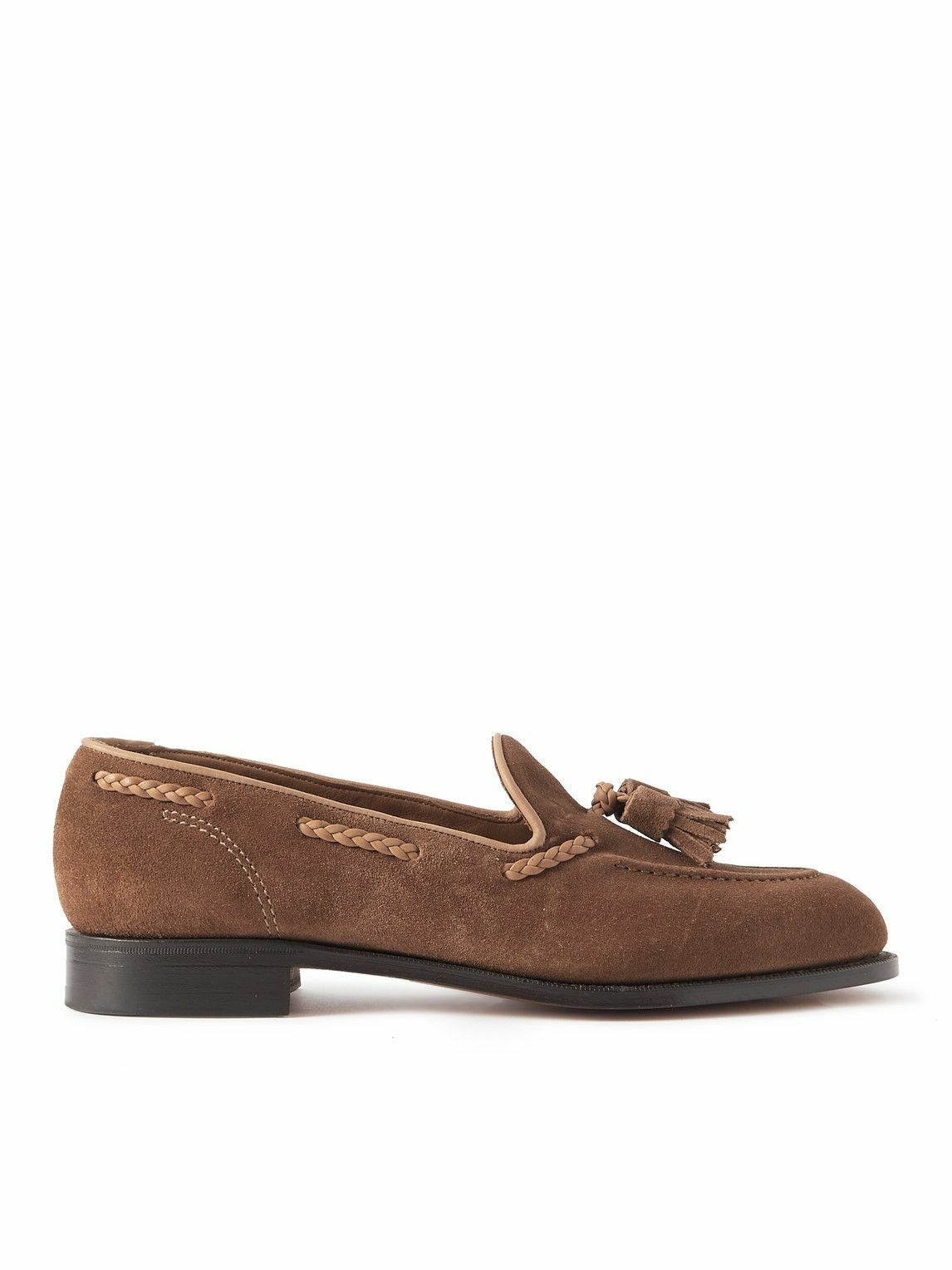 Photo: Edward Green - Belgravia Leather-Trimmed Suede Tasselled Loafers - Brown