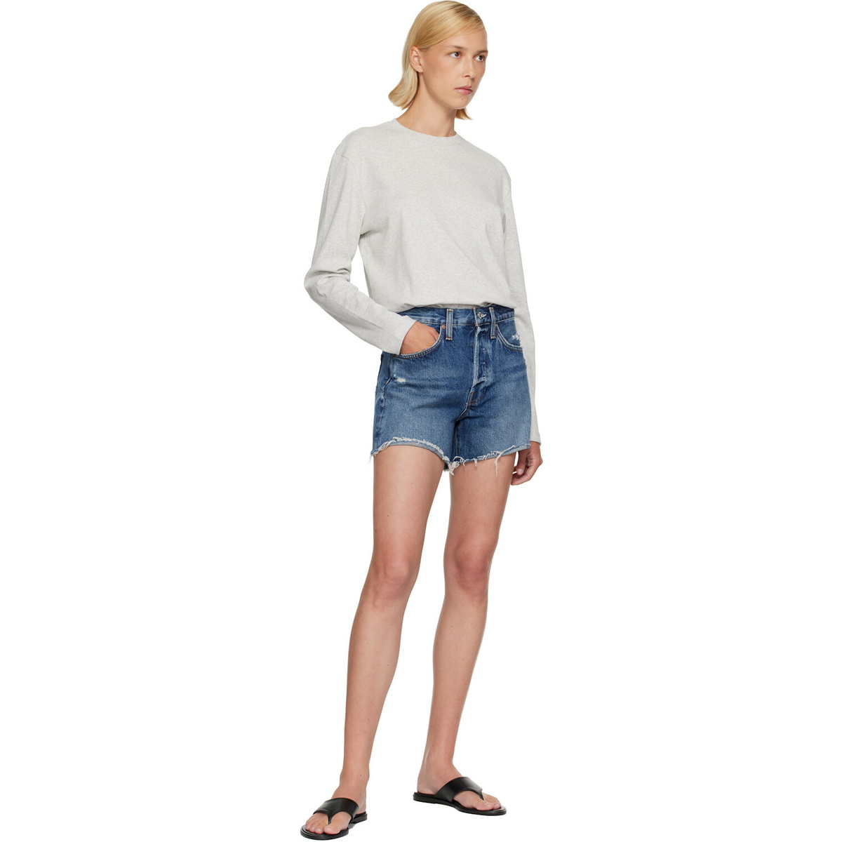 AGOLDE Blue Parker Long Denim Shorts