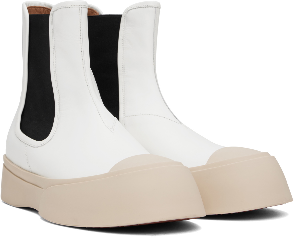 Marni White Leather Pablo Chelsea Boots