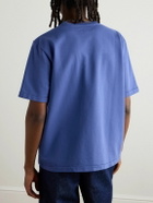 Monitaly - Crochet-Trimmed Cotton-Jersey T-Shirt - Blue