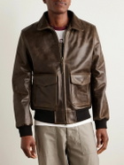 Golden Bear - The Carter Shearling-Trimmed Leather Bomber Jacket - Brown