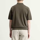 Auralee Men's Knitted Polo in Olive Gray