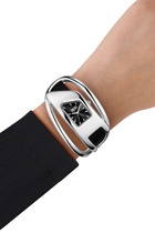 Diesel Wrap-D black leather watch - Timeframes Womens in Silver