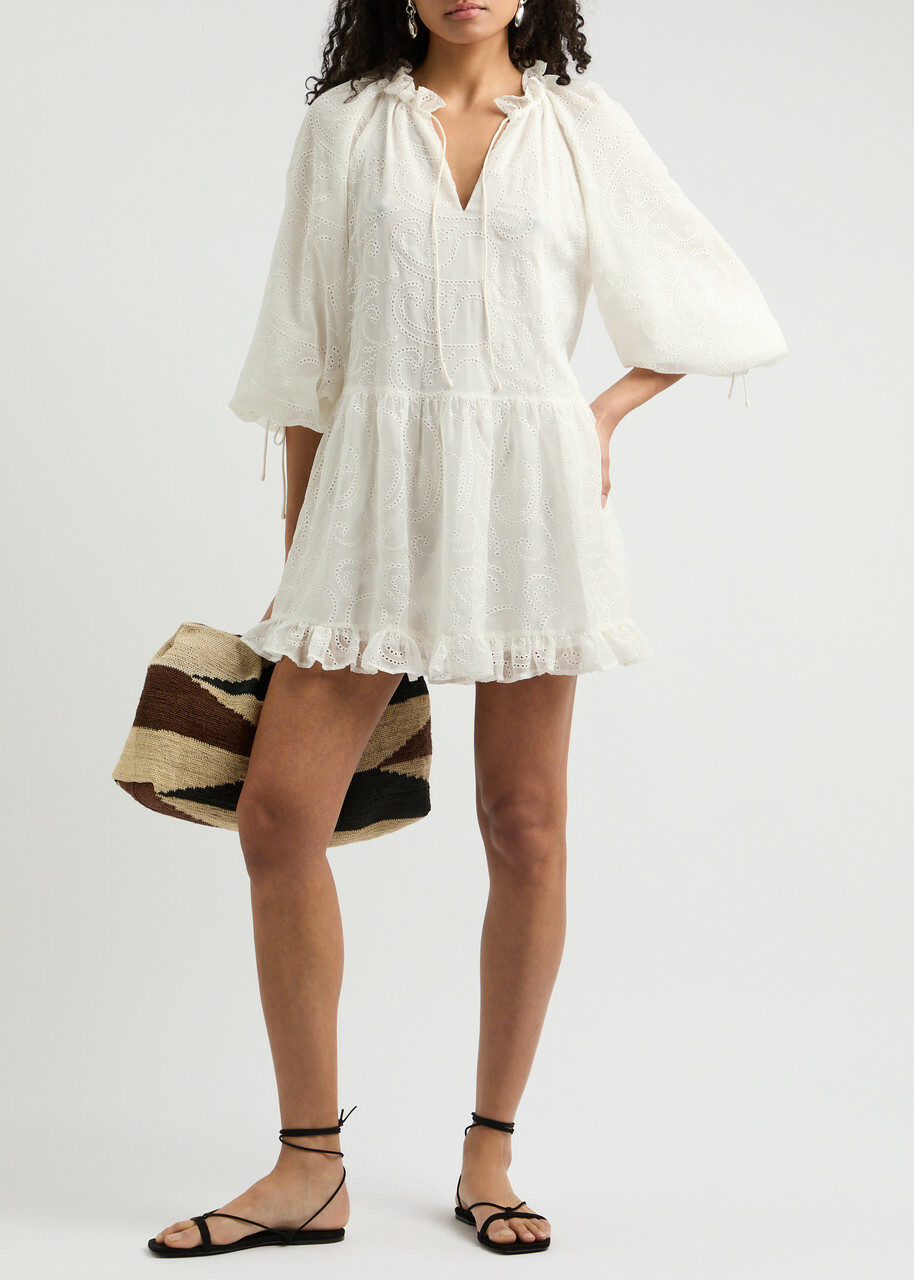 cocktail dress porn Women's Vine A-line Short Sleeved Chiffon Mini Dress S/M/L White MEAN BLVD M / White