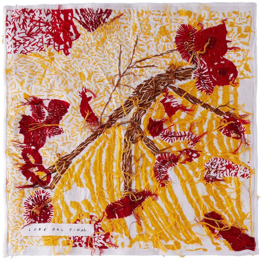 Luna Del Pinal White & Yellow Harvest Topographic Cushion Cover