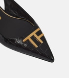Tom Ford Croc-effect leather slingback flats