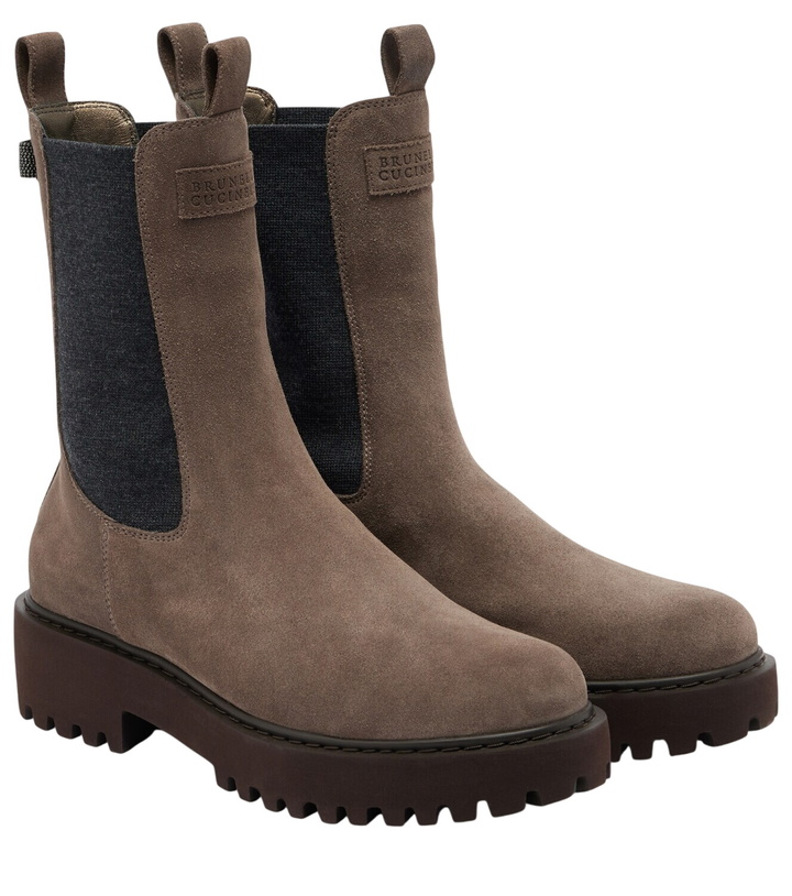 Photo: Brunello Cucinelli Monili suede Chelsea boots