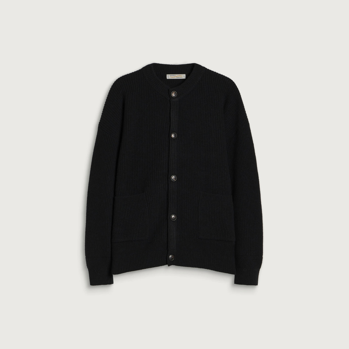 FrizmWORKS Men's Heavy Wool Round Cardigan in Black