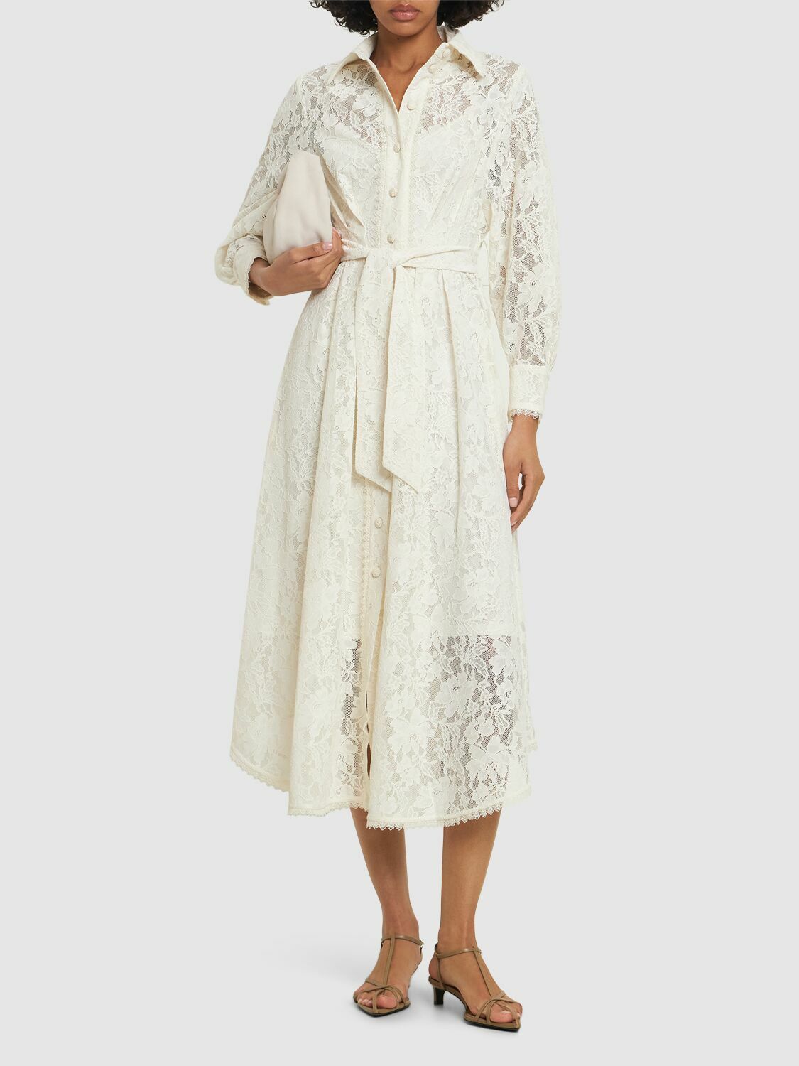 ワンピース Dawning Ruffled Midi Dress in Lace Dawning Ruffled Midi Dress in Lace