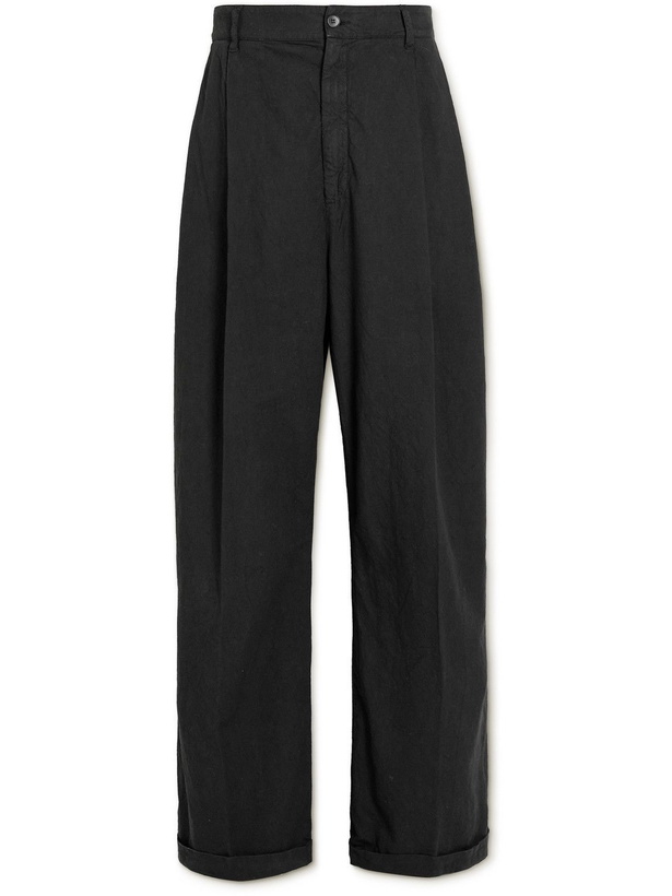 Photo: Barena - Wide-Leg Pleated Cotton Trousers - Black