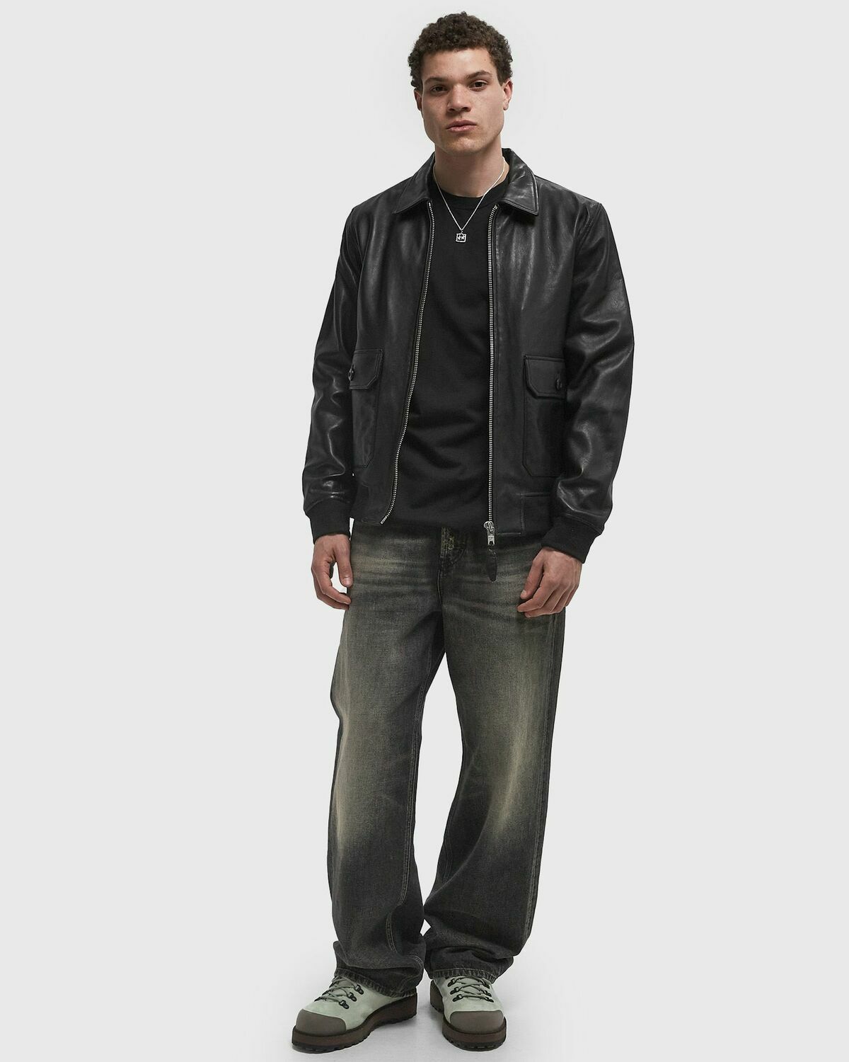 Schott NYC LC Aviator Jacket Black Mens Bomber Jacket
