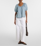 Frame Resort gathered cotton-blend shirt