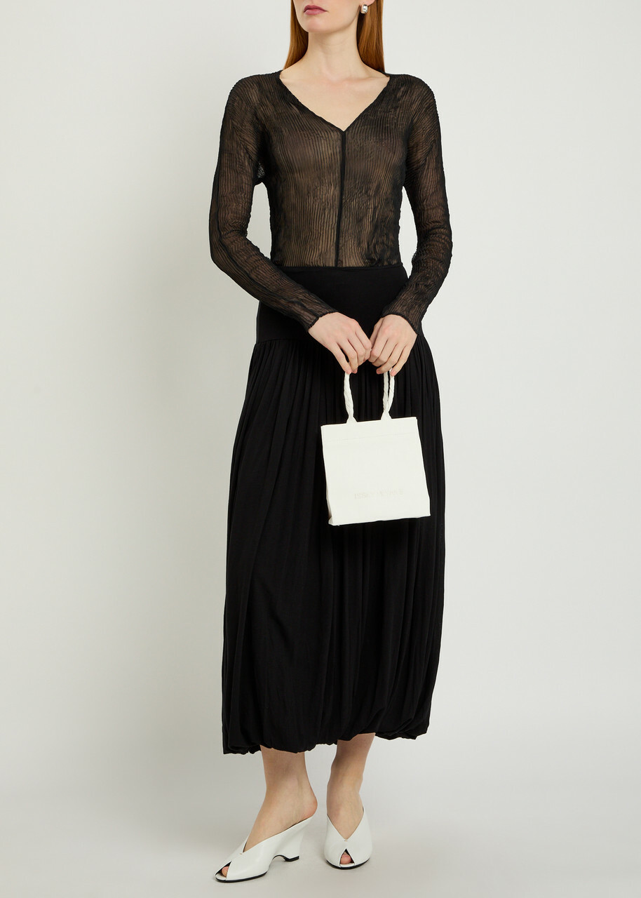 Issey Miyake Twist V-neck Semi-sheer Chiffon top Black