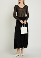 Issey Miyake Twist V-neck Semi-sheer Chiffon top Black