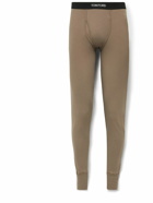 TOM FORD - Grosgrain-Trimmed Stretch-Cotton Jersey Long Johns - Brown