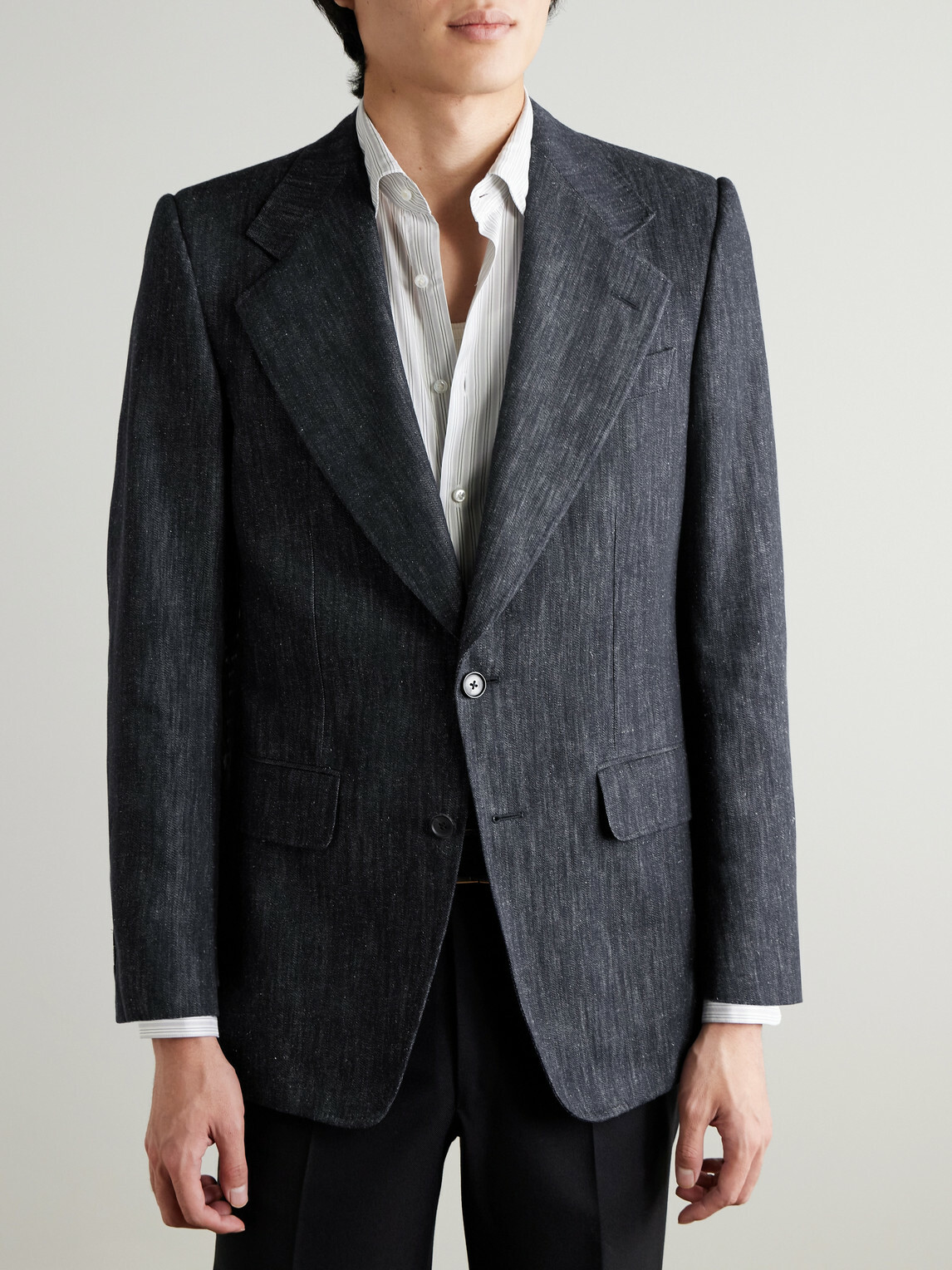 Husbands - Slub Cotton and Hemp-Blend Twill Blazer - Blue